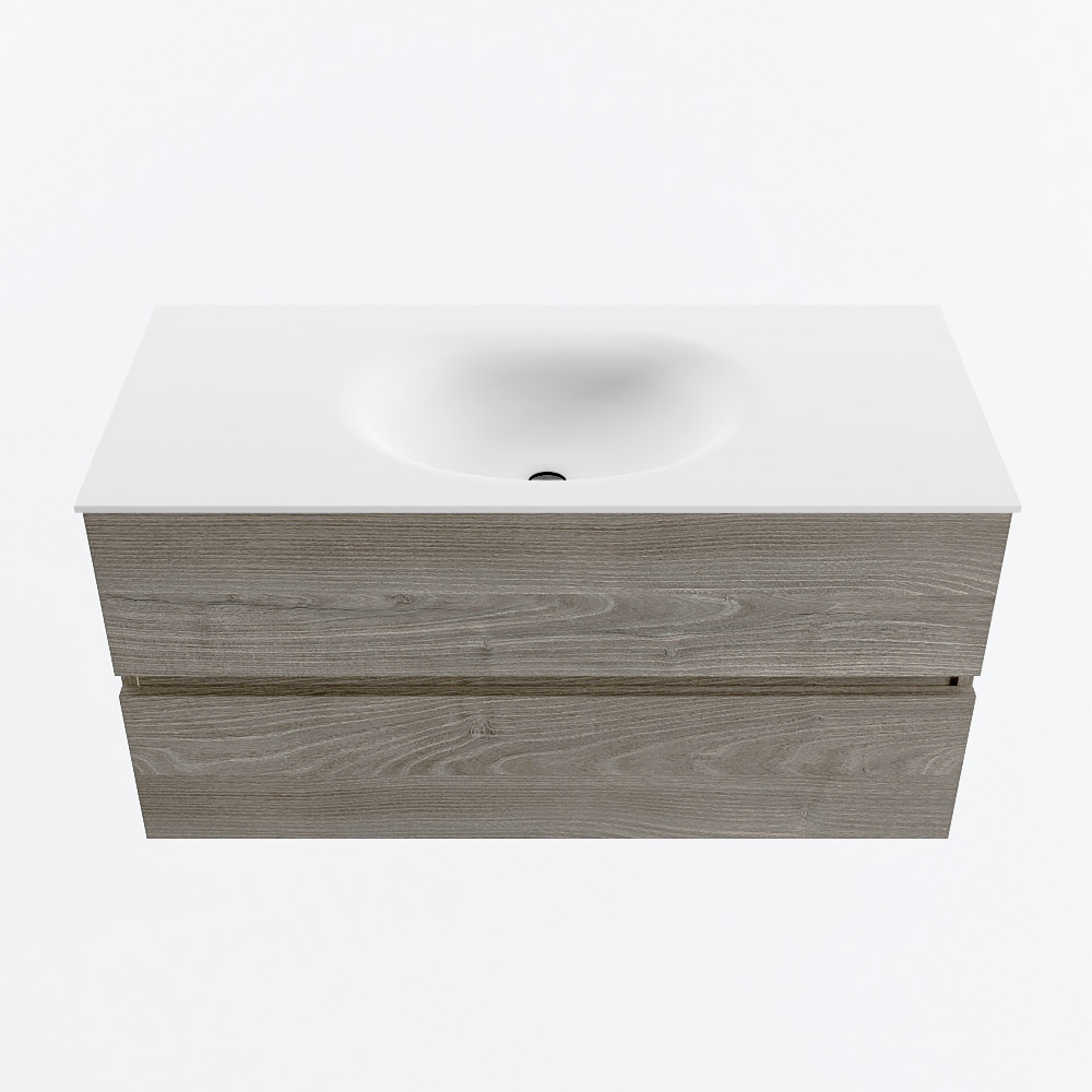 MONDIAZ VICA 100cm mueble de baño Light Brown Grey 2 cajones. Lavabo MOON Centro sin orificio, color Talc. 5 MONDIAZ VICA 100cm mueble de baño Light Brown Grey 2 cajones. Lavabo MOON Centro sin orificio, color Talc. - Imagen 5
