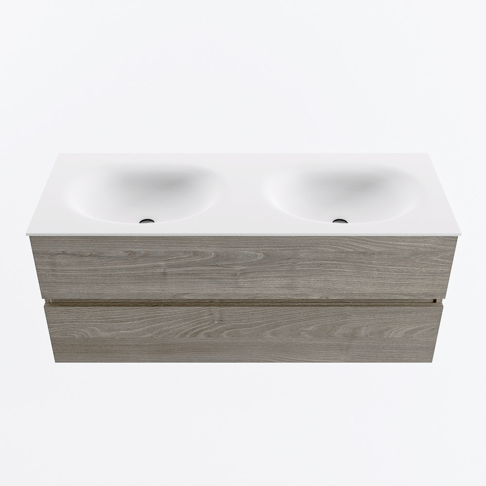 MONDIAZ VICA 120cm mueble de baño Light Brown Grey 2 cajones. Lavabo MOON Doble sin orificio, color Talc. 5 MONDIAZ VICA 120cm mueble de baño Light Brown Grey 2 cajones. Lavabo MOON Doble sin orificio, color Talc. - Imagen 5