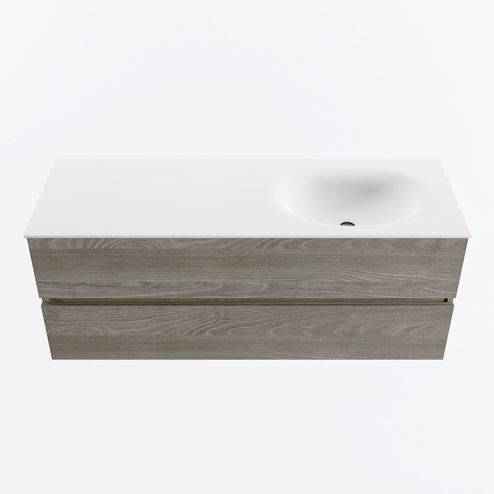 MONDIAZ VICA 130cm mueble de baño Light Brown Grey 2 cajones. Lavabo MOON Derecho 1 orificio, color Talc. 5 MONDIAZ VICA 130cm mueble de baño Light Brown Grey 2 cajones. Lavabo MOON Derecho 1 orificio, color Talc. - Imagen 5