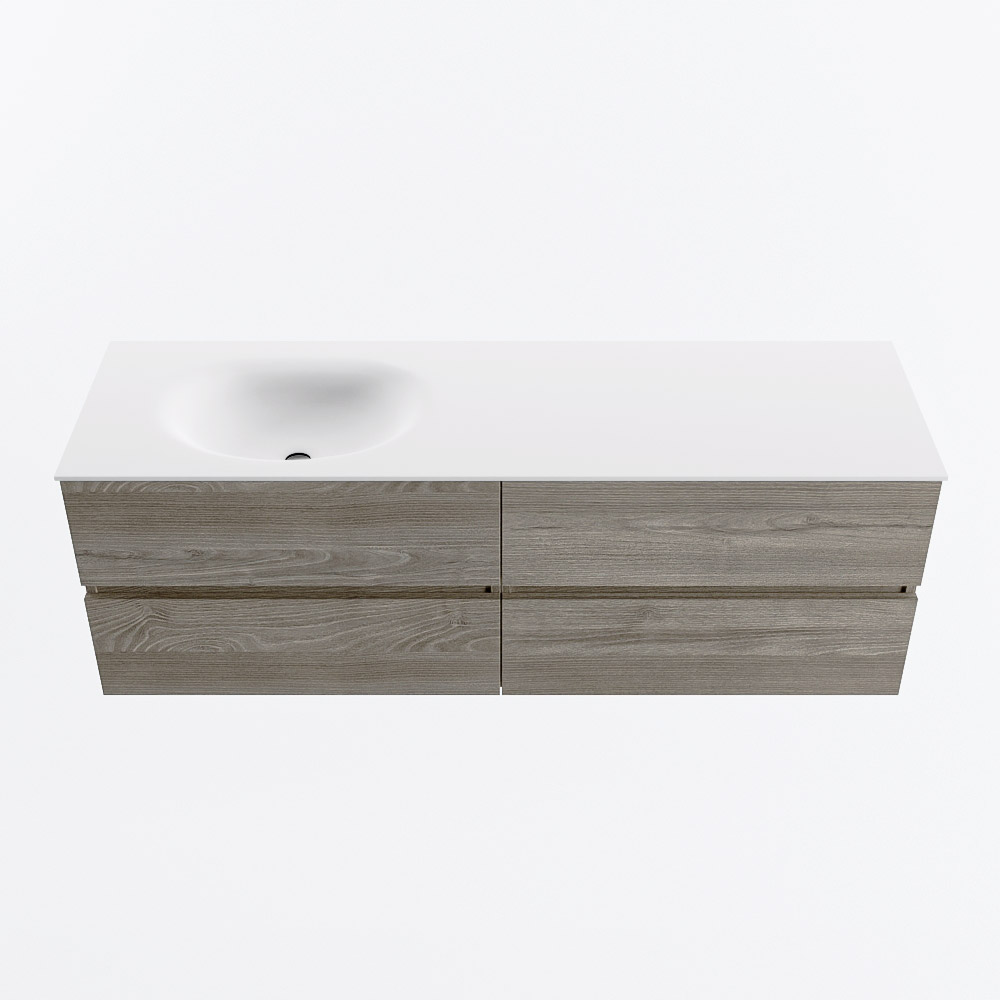 MONDIAZ VICA 150cm mueble de baño Light Brown Grey 4 cajones. Lavabo MOON Izquierda sin orificio, color Talc. 5 MONDIAZ VICA 150cm mueble de baño Light Brown Grey 4 cajones. Lavabo MOON Izquierda sin orificio, color Talc. - Imagen 5