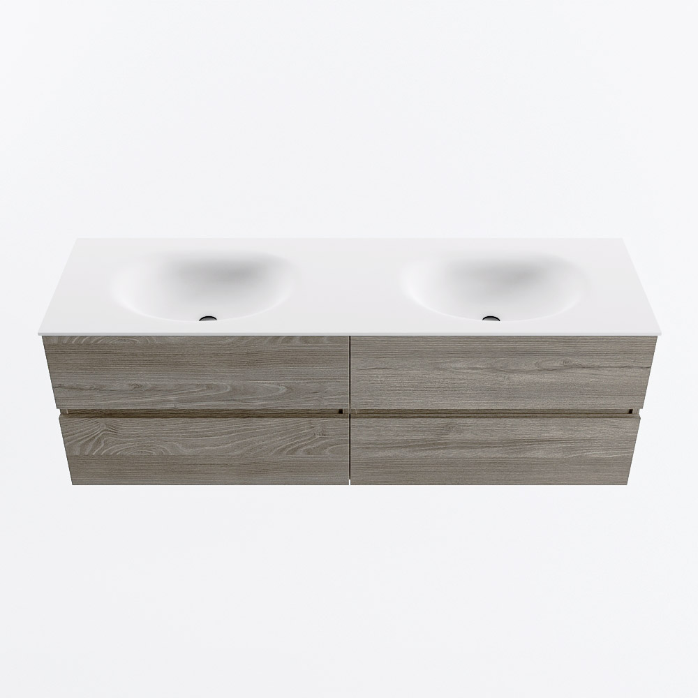 MONDIAZ VICA 150cm mueble de baño Light Brown Grey 4 cajones. Lavabo MOON Doble sin orificio, color Talc. 5 MONDIAZ VICA 150cm mueble de baño Light Brown Grey 4 cajones. Lavabo MOON Doble sin orificio, color Talc. - Imagen 5