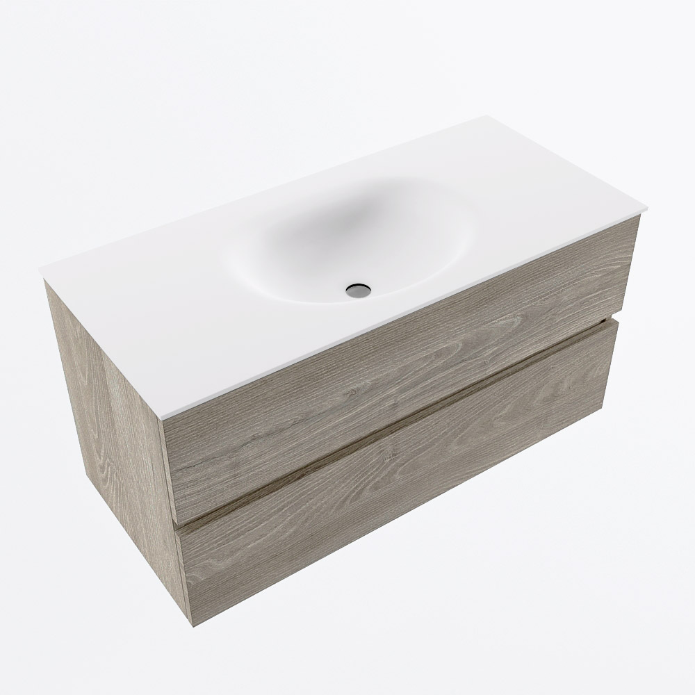 MONDIAZ VICA 100cm mueble de baño Light Brown Grey 2 cajones. Lavabo MOON Centro sin orificio, color Talc. 6 MONDIAZ VICA 100cm mueble de baño Light Brown Grey 2 cajones. Lavabo MOON Centro sin orificio, color Talc. - Imagen 6
