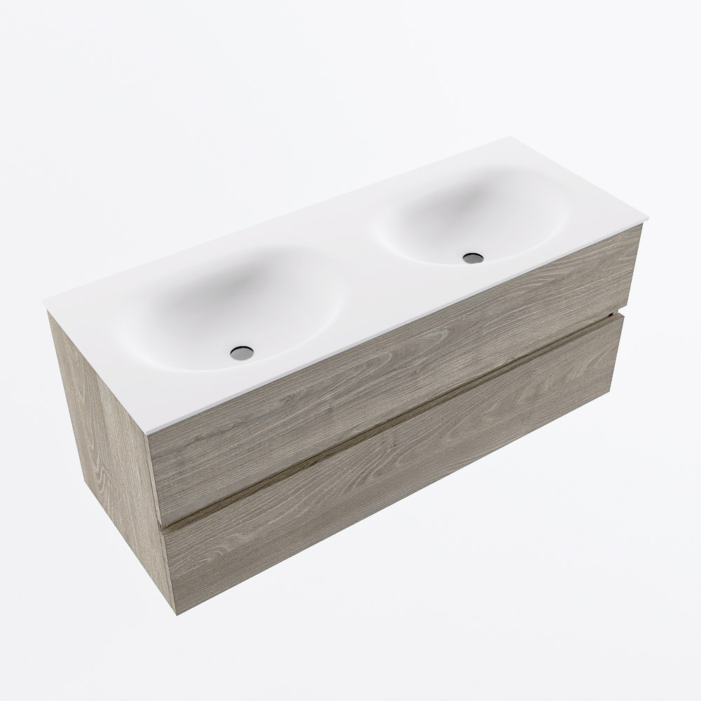 MONDIAZ VICA 120cm mueble de baño Light Brown Grey 2 cajones. Lavabo MOON Doble sin orificio, color Talc. 6 MONDIAZ VICA 120cm mueble de baño Light Brown Grey 2 cajones. Lavabo MOON Doble sin orificio, color Talc. - Imagen 6