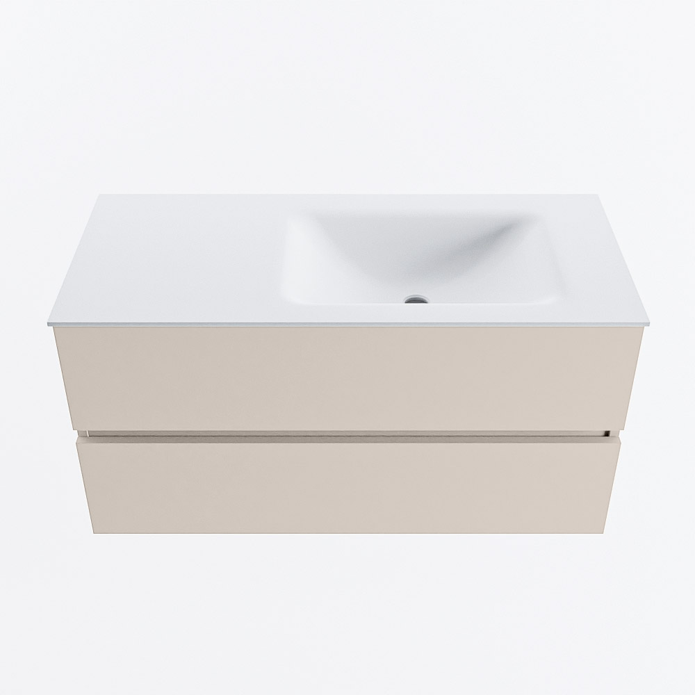 MONDIAZ VICA 100cm mueble de baño Linen 2 cajones. Lavabo CLOUD Derecho sin orificio, color Talc. 5 MONDIAZ VICA 100cm mueble de baño Linen 2 cajones. Lavabo CLOUD Derecho sin orificio, color Talc. - Imagen 5