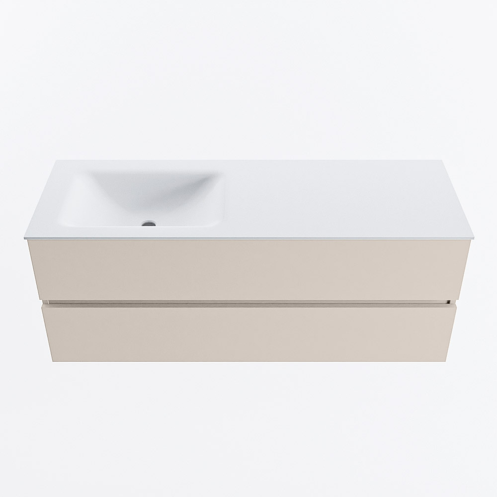MONDIAZ VICA 130cm mueble de baño Linen 2 cajones. Lavabo CLOUD Izquierda 1 orificio, color Talc. 5 MONDIAZ VICA 130cm mueble de baño Linen 2 cajones. Lavabo CLOUD Izquierda 1 orificio, color Talc. - Imagen 5