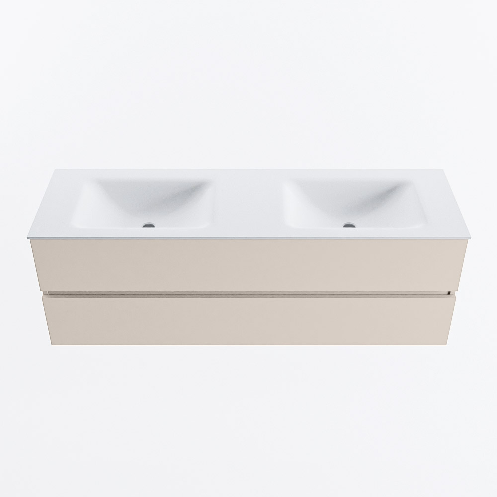 MONDIAZ VICA 150cm mueble de baño Linen 2 cajones. Lavabo CLOUD Doble 2 orificios, color Talc. 5 MONDIAZ VICA 150cm mueble de baño Linen 2 cajones. Lavabo CLOUD Doble 2 orificios, color Talc. - Imagen 5