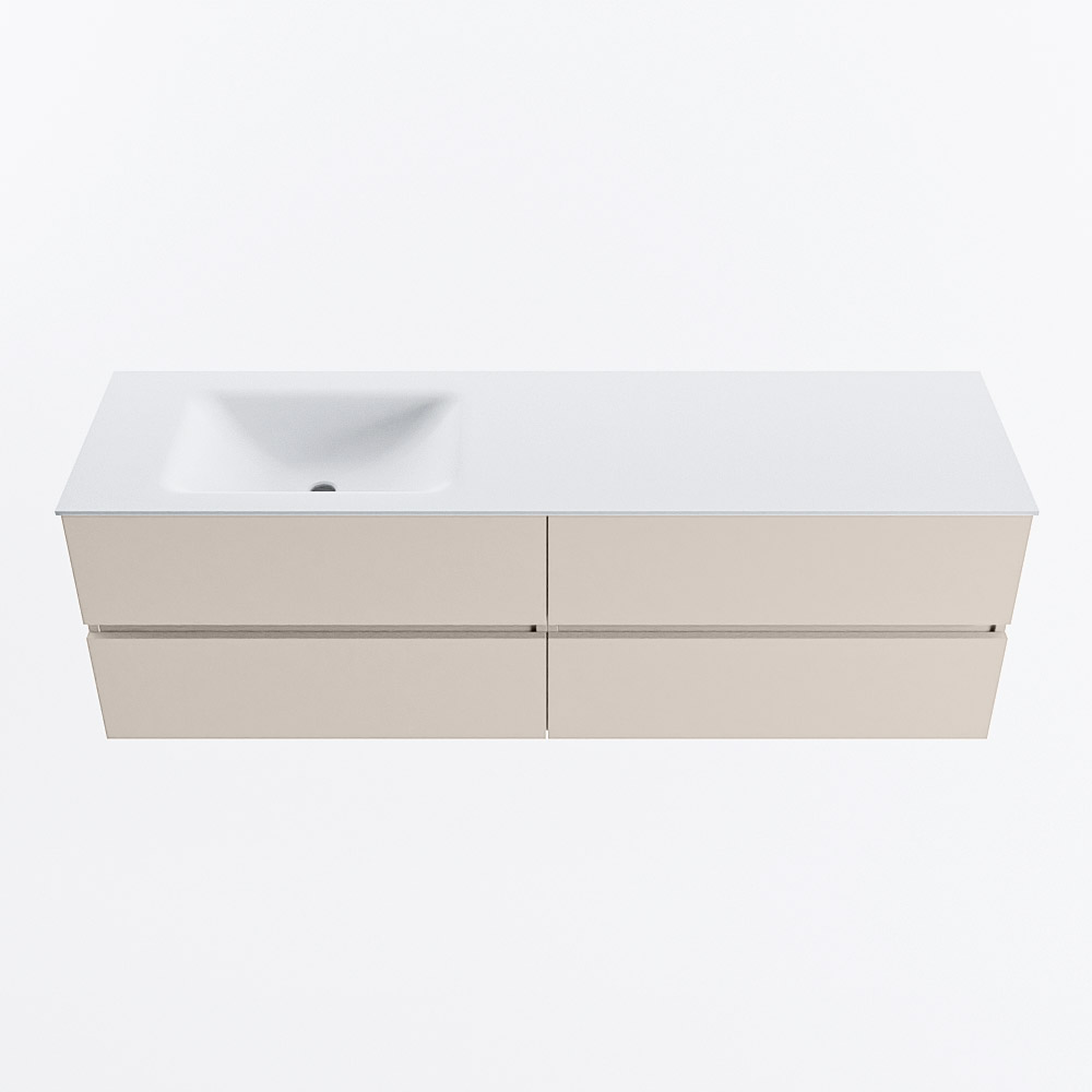 MONDIAZ VICA 160cm mueble de baño Linen 4 cajones. Lavabo CLOUD Izquierda sin orificio, color Talc. 5 MONDIAZ VICA 160cm mueble de baño Linen 4 cajones. Lavabo CLOUD Izquierda sin orificio, color Talc. - Imagen 5