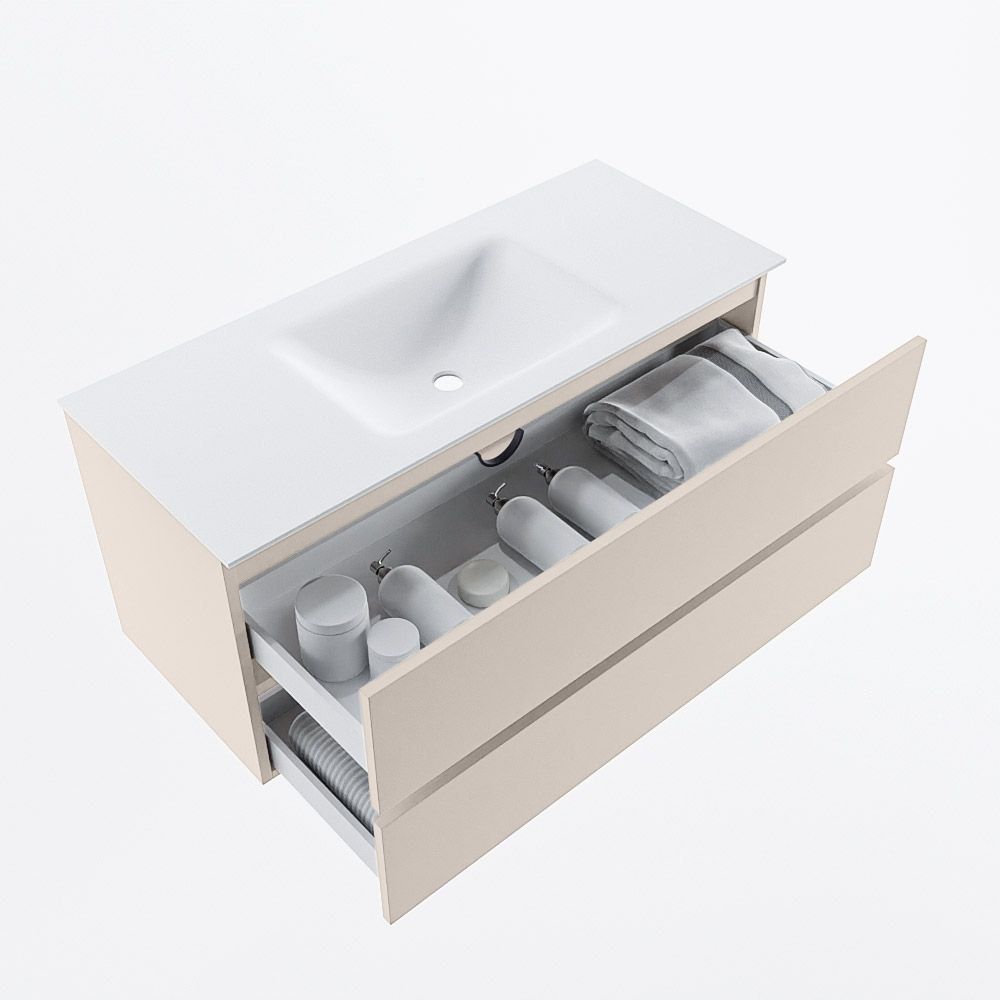 MONDIAZ VICA 110cm mueble de baño Linen 2 cajones. Lavabo CLOUD Centro 1 orificio, color Talc. 7 MONDIAZ VICA 110cm mueble de baño Linen 2 cajones. Lavabo CLOUD Centro 1 orificio, color Talc. - Imagen 7