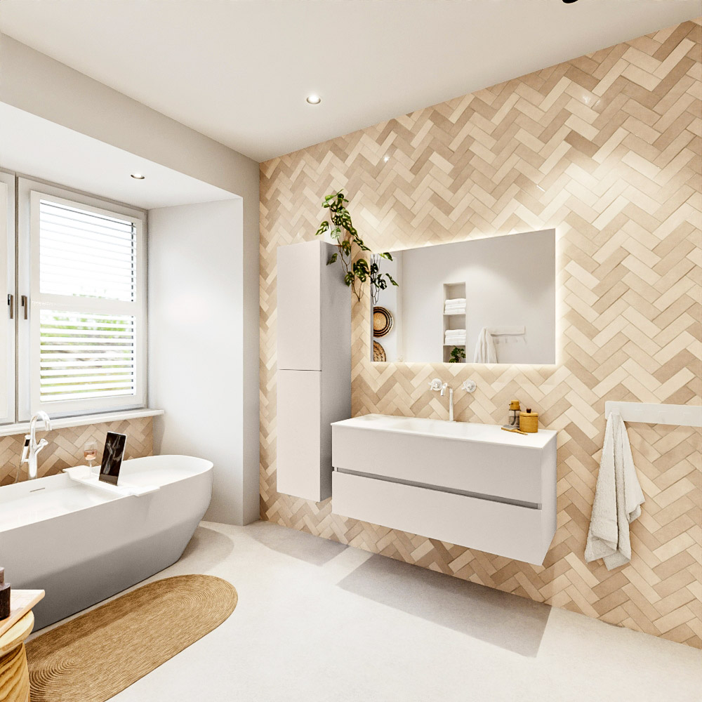MONDIAZ VICA 110cm mueble de baño Linen 2 cajones. Lavabo CLOUD Centro 1 orificio, color Talc. 4 MONDIAZ VICA 110cm mueble de baño Linen 2 cajones. Lavabo CLOUD Centro 1 orificio, color Talc. - Imagen 4