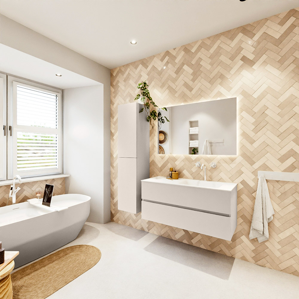 MONDIAZ VICA 110cm mueble de baño Linen 2 cajones. Lavabo CLOUD Derecho 1 orificio, color Talc. 4 MONDIAZ VICA 110cm mueble de baño Linen 2 cajones. Lavabo CLOUD Derecho 1 orificio, color Talc. - Imagen 4