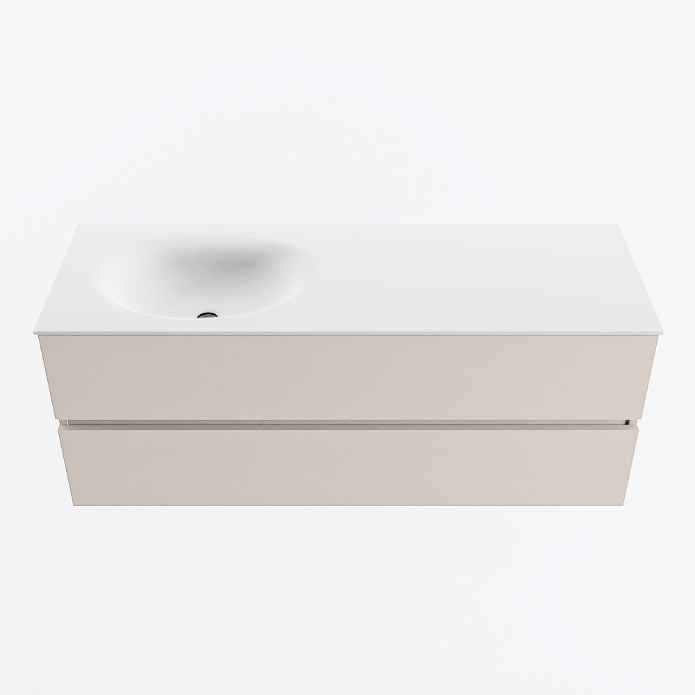 MONDIAZ VICA 130cm mueble de baño Linen 2 cajones. Lavabo MOON Izquierda sin orificio, color Talc. 5 MONDIAZ VICA 130cm mueble de baño Linen 2 cajones. Lavabo MOON Izquierda sin orificio, color Talc. - Imagen 5