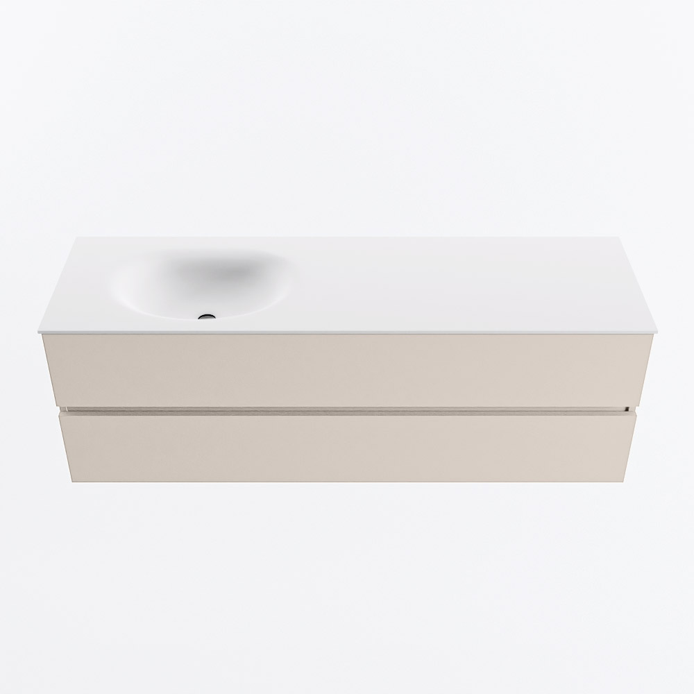 MONDIAZ VICA 150cm mueble de baño Linen 2 cajones. Lavabo MOON Izquierda sin orificio, color Talc. 5 MONDIAZ VICA 150cm mueble de baño Linen 2 cajones. Lavabo MOON Izquierda sin orificio, color Talc. - Imagen 5