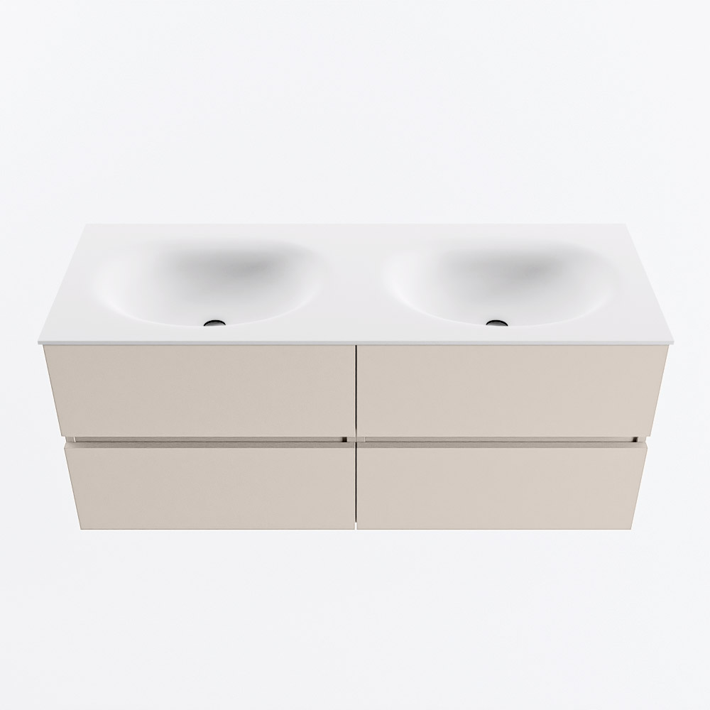 MONDIAZ VICA 120cm mueble de baño Linen 4 cajones. Lavabo MOON Doble sin orificio, color Talc. 5 MONDIAZ VICA 120cm mueble de baño Linen 4 cajones. Lavabo MOON Doble sin orificio, color Talc. - Imagen 5