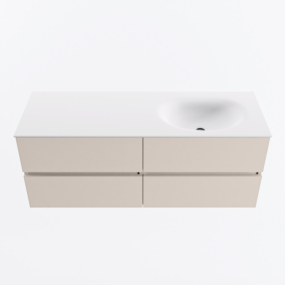 MONDIAZ VICA 130cm mueble de baño Linen 4 cajones. Lavabo MOON Derecho 1 orificio, color Talc. 5 MONDIAZ VICA 130cm mueble de baño Linen 4 cajones. Lavabo MOON Derecho 1 orificio, color Talc. - Imagen 5