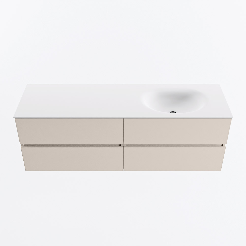 MONDIAZ VICA 150cm mueble de baño Linen 4 cajones. Lavabo MOON Derecho 1 orificio, color Talc. 5 MONDIAZ VICA 150cm mueble de baño Linen 4 cajones. Lavabo MOON Derecho 1 orificio, color Talc. - Imagen 5