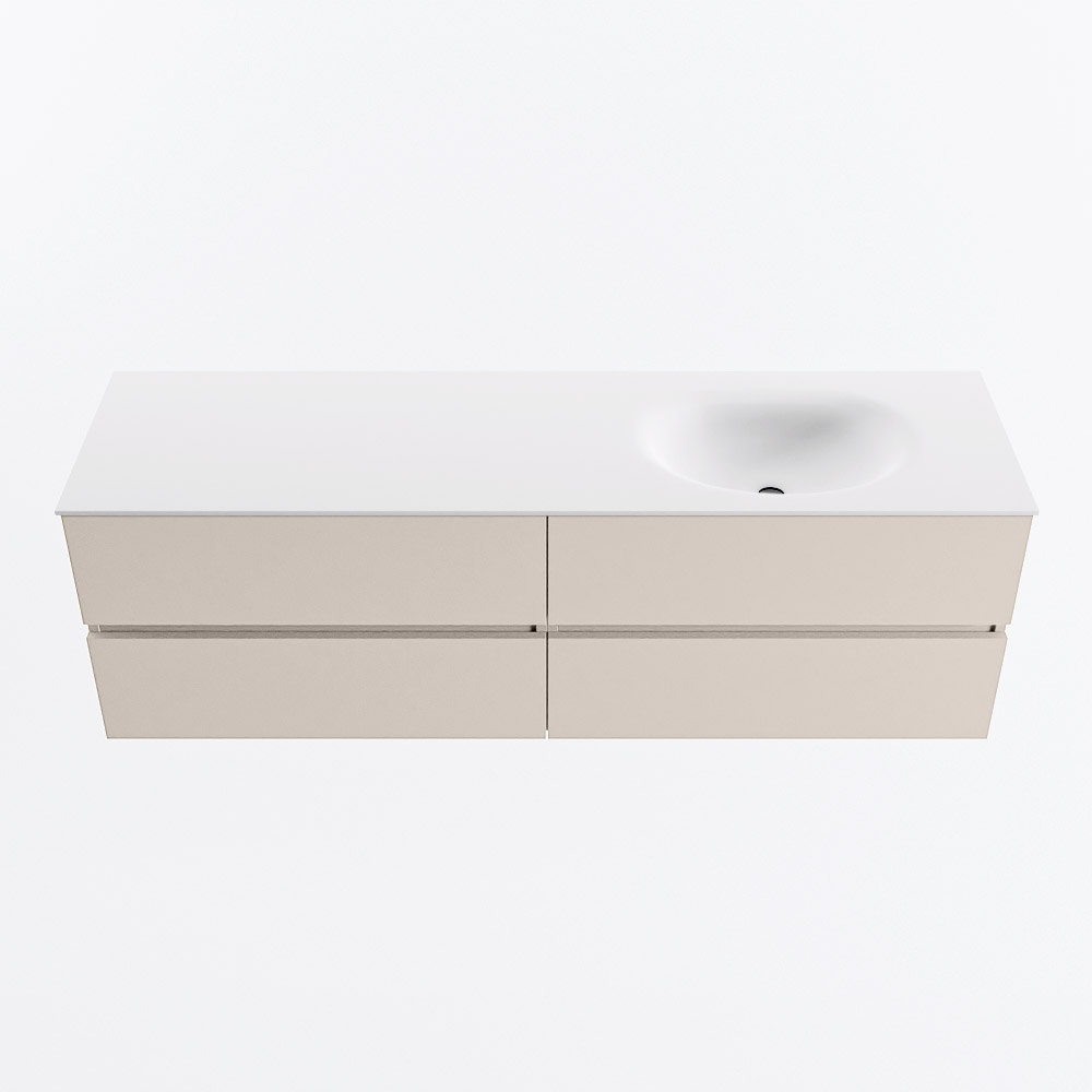 MONDIAZ VICA 160cm mueble de baño Linen 4 cajones. Lavabo MOON Derecho 1 orificio, color Talc. 5 MONDIAZ VICA 160cm mueble de baño Linen 4 cajones. Lavabo MOON Derecho 1 orificio, color Talc. - Imagen 5