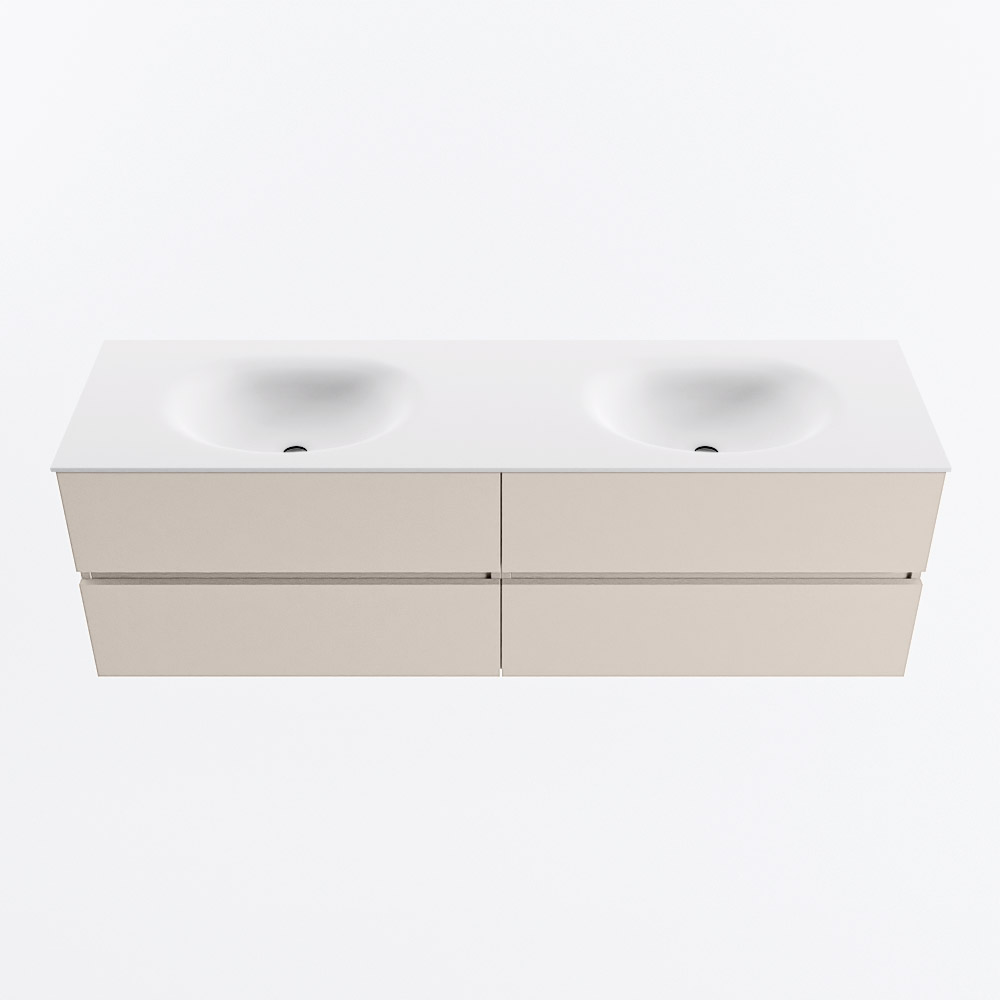 MONDIAZ VICA 160cm mueble de baño Linen 4 cajones. Lavabo MOON Doble sin orificio, color Talc. 5 MONDIAZ VICA 160cm mueble de baño Linen 4 cajones. Lavabo MOON Doble sin orificio, color Talc. - Imagen 5