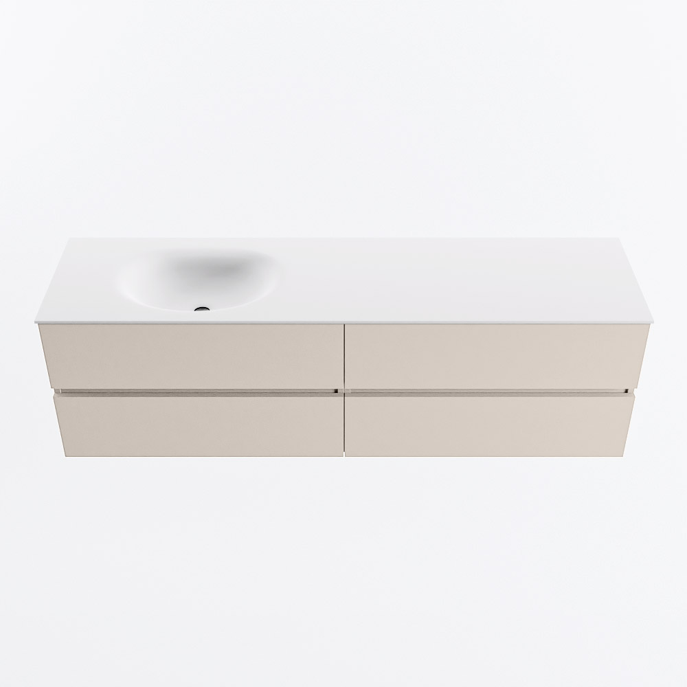 MONDIAZ VICA 170cm mueble de baño Linen 4 cajones. Lavabo MOON Izquierda 1 orificio, color Talc. 5 MONDIAZ VICA 170cm mueble de baño Linen 4 cajones. Lavabo MOON Izquierda 1 orificio, color Talc. - Imagen 5