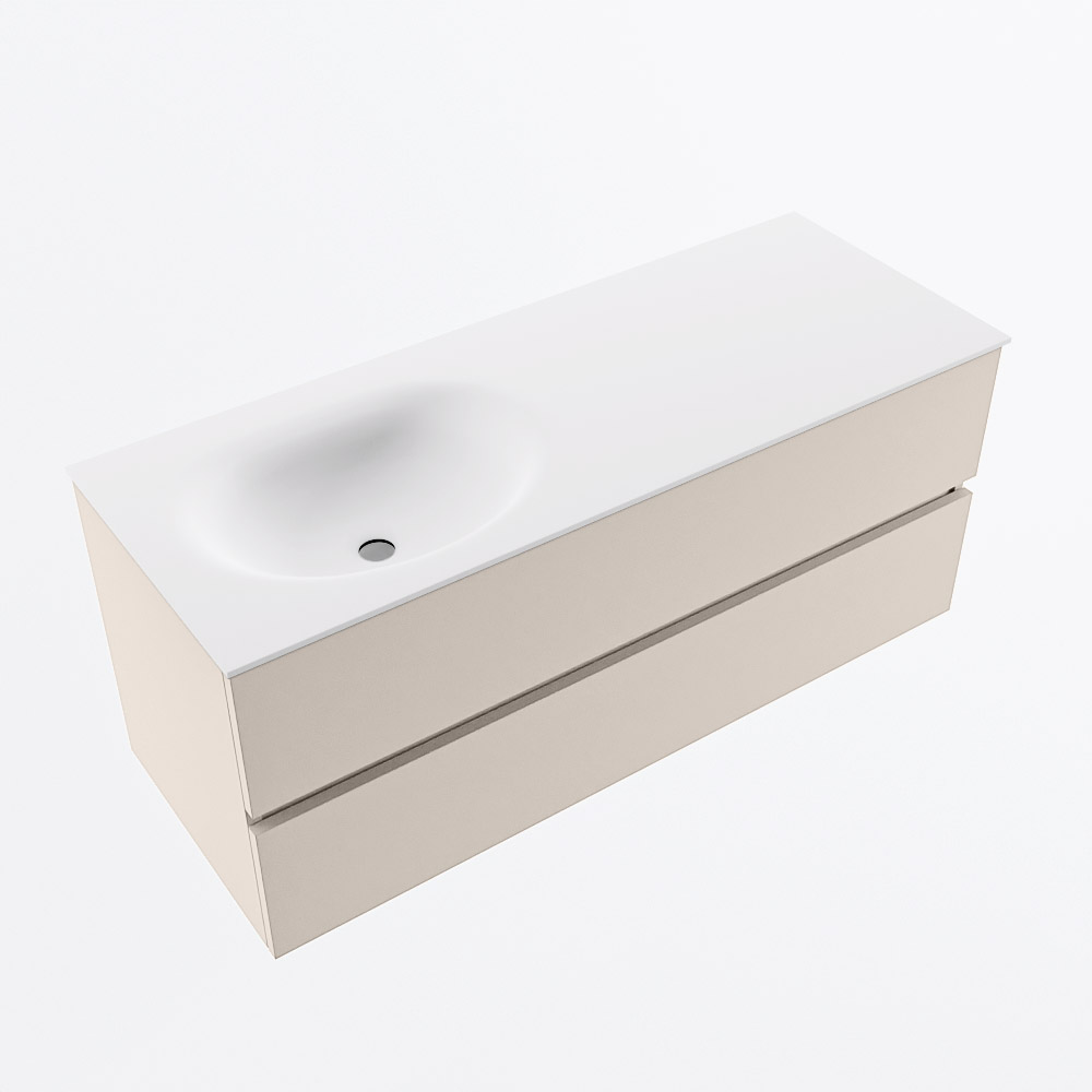 MONDIAZ VICA 120cm mueble de baño Linen 2 cajones. Lavabo MOON Izquierda sin orificio, color Talc. 6 MONDIAZ VICA 120cm mueble de baño Linen 2 cajones. Lavabo MOON Izquierda sin orificio, color Talc. - Imagen 6