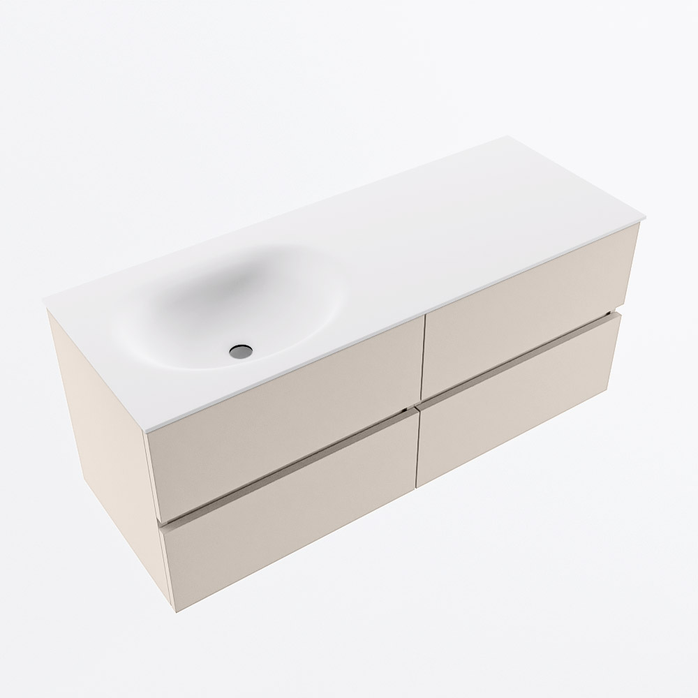 MONDIAZ VICA 120cm mueble de baño Linen 4 cajones. Lavabo MOON Izquierda sin orificio, color Talc. 6 MONDIAZ VICA 120cm mueble de baño Linen 4 cajones. Lavabo MOON Izquierda sin orificio, color Talc. - Imagen 6