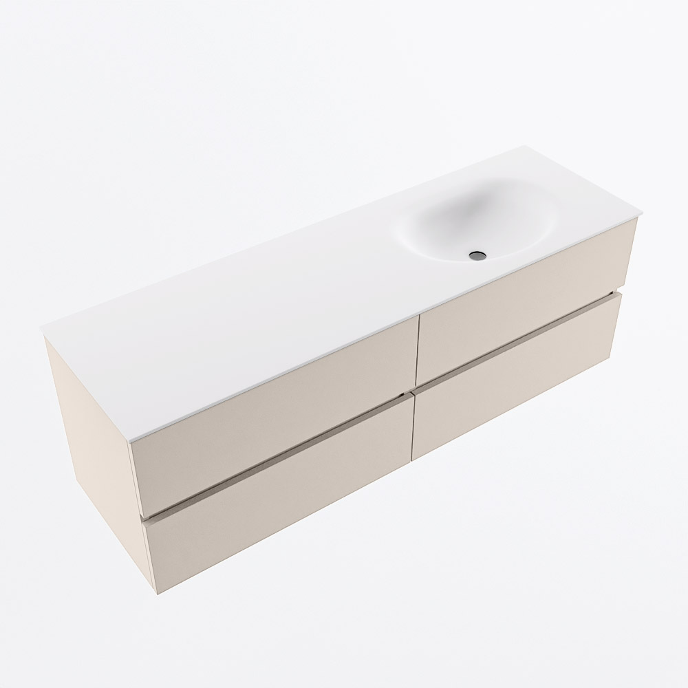 MONDIAZ VICA 150cm mueble de baño Linen 4 cajones. Lavabo MOON Derecho 1 orificio, color Talc. 6 MONDIAZ VICA 150cm mueble de baño Linen 4 cajones. Lavabo MOON Derecho 1 orificio, color Talc. - Imagen 6