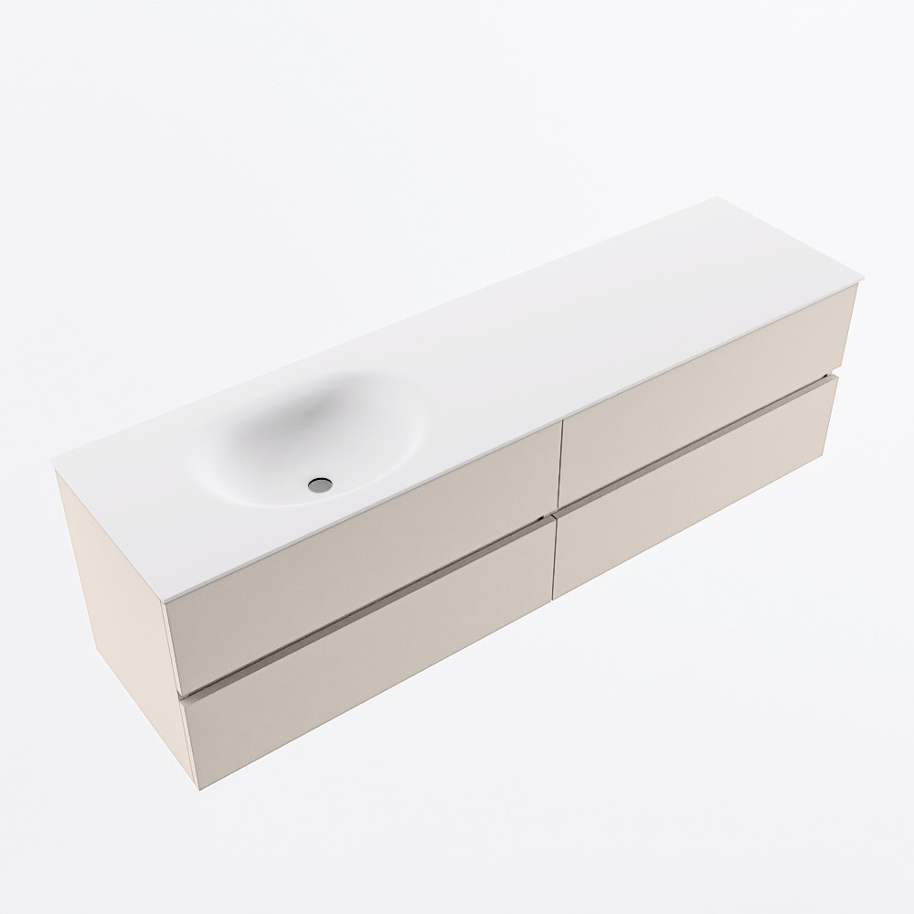 MONDIAZ VICA 170cm mueble de baño Linen 4 cajones. Lavabo MOON Izquierda 1 orificio, color Talc. 6 MONDIAZ VICA 170cm mueble de baño Linen 4 cajones. Lavabo MOON Izquierda 1 orificio, color Talc. - Imagen 6