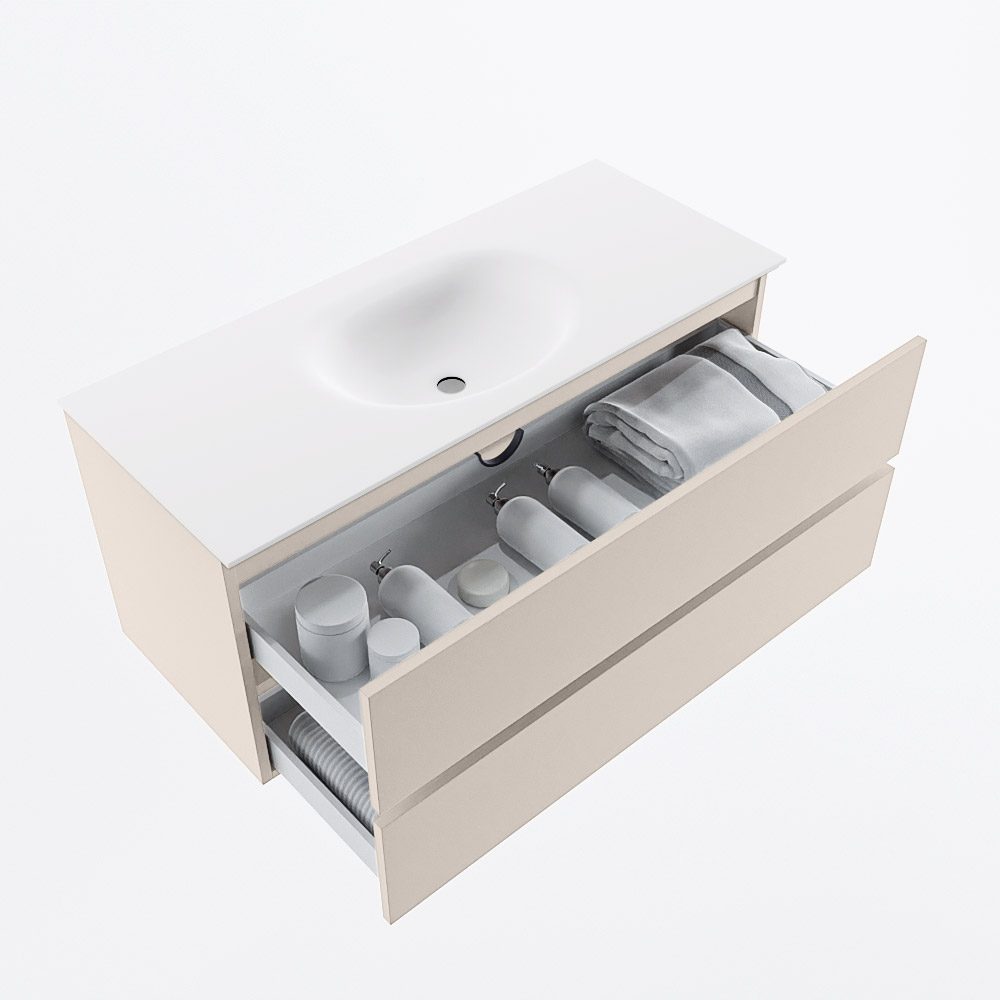 MONDIAZ VICA 110cm mueble de baño Linen 2 cajones. Lavabo MOON Centro 1 orificio, color Talc. 7 MONDIAZ VICA 110cm mueble de baño Linen 2 cajones. Lavabo MOON Centro 1 orificio, color Talc. - Imagen 7