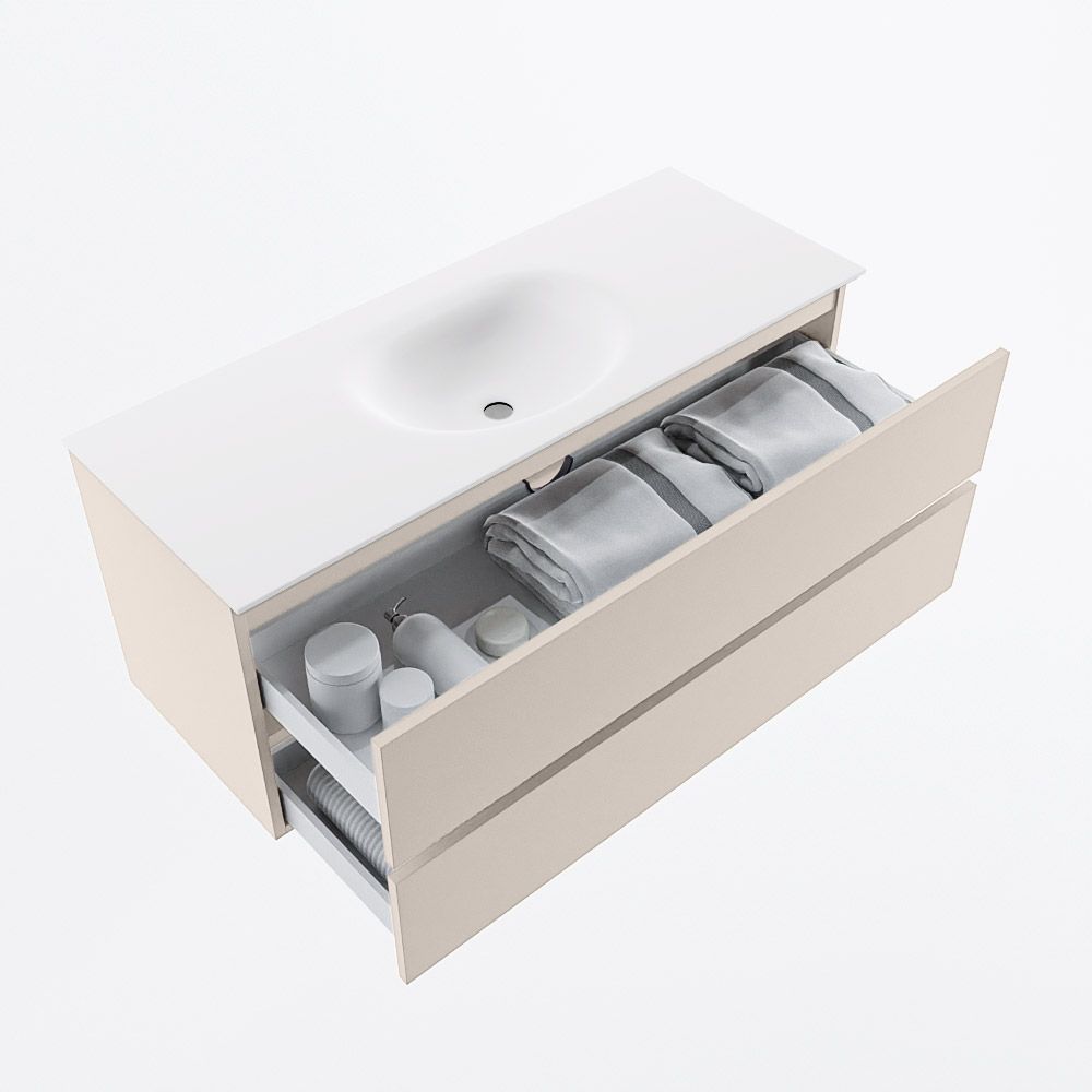 MONDIAZ VICA 120cm mueble de baño Linen 2 cajones. Lavabo MOON Centro 1 orificio, color Talc. 7 MONDIAZ VICA 120cm mueble de baño Linen 2 cajones. Lavabo MOON Centro 1 orificio, color Talc. - Imagen 7