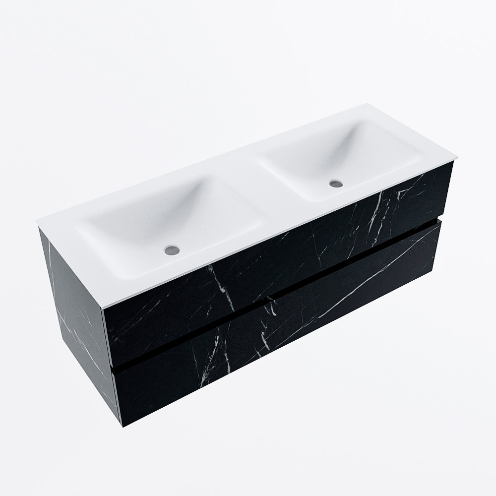 MONDIAZ VICA 130cm mueble de baño Marquina 2 cajones. Lavabo CLOUD Doble sin orificio, color Talc. 6 MONDIAZ VICA 130cm mueble de baño Marquina 2 cajones. Lavabo CLOUD Doble sin orificio, color Talc. - Imagen 6