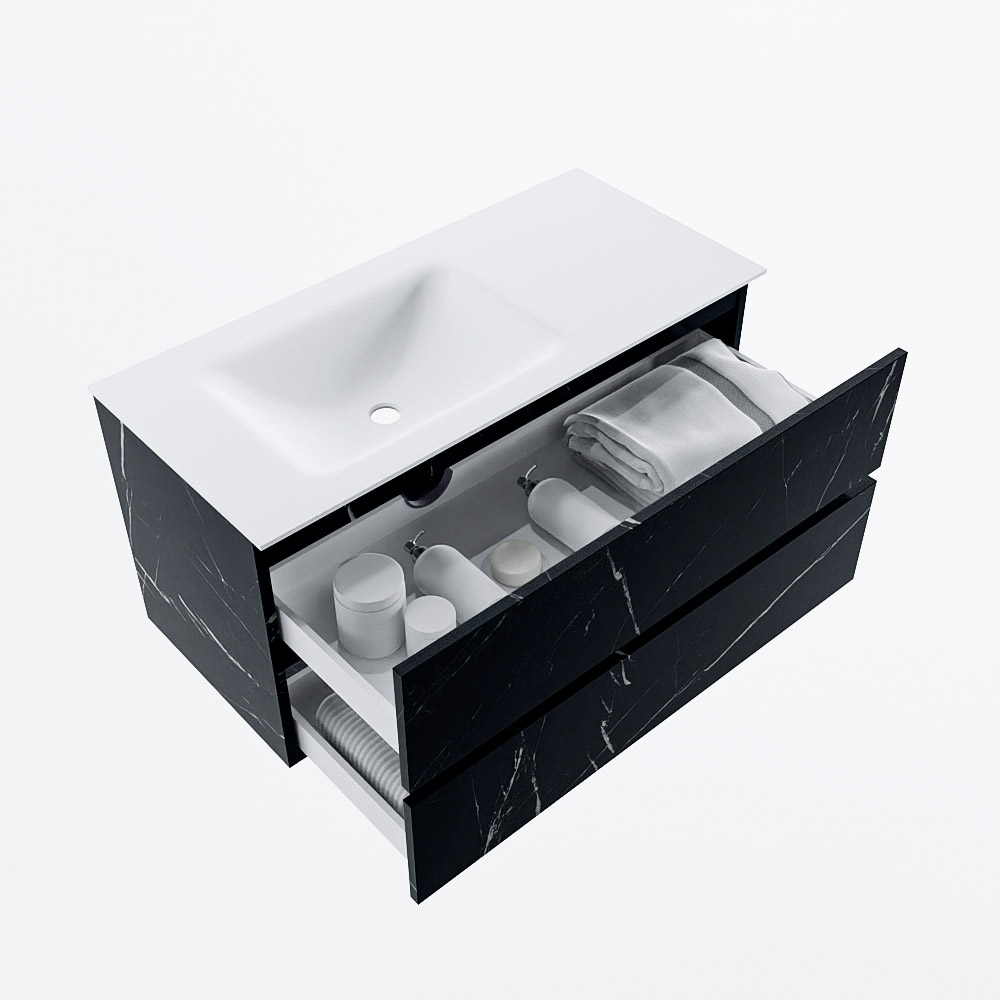 MONDIAZ VICA 100cm mueble de baño Marquina 2 cajones. Lavabo CLOUD Izquierda sin orificio, color Talc. 7 MONDIAZ VICA 100cm mueble de baño Marquina 2 cajones. Lavabo CLOUD Izquierda sin orificio, color Talc. - Imagen 7