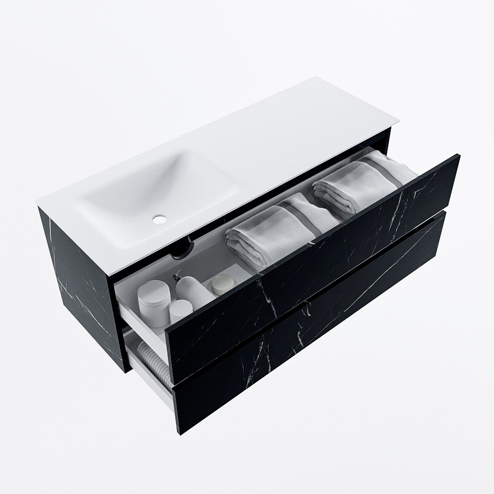 MONDIAZ VICA 130cm mueble de baño Marquina 2 cajones. Lavabo CLOUD Izquierda sin orificio, color Talc. 7 MONDIAZ VICA 130cm mueble de baño Marquina 2 cajones. Lavabo CLOUD Izquierda sin orificio, color Talc. - Imagen 7