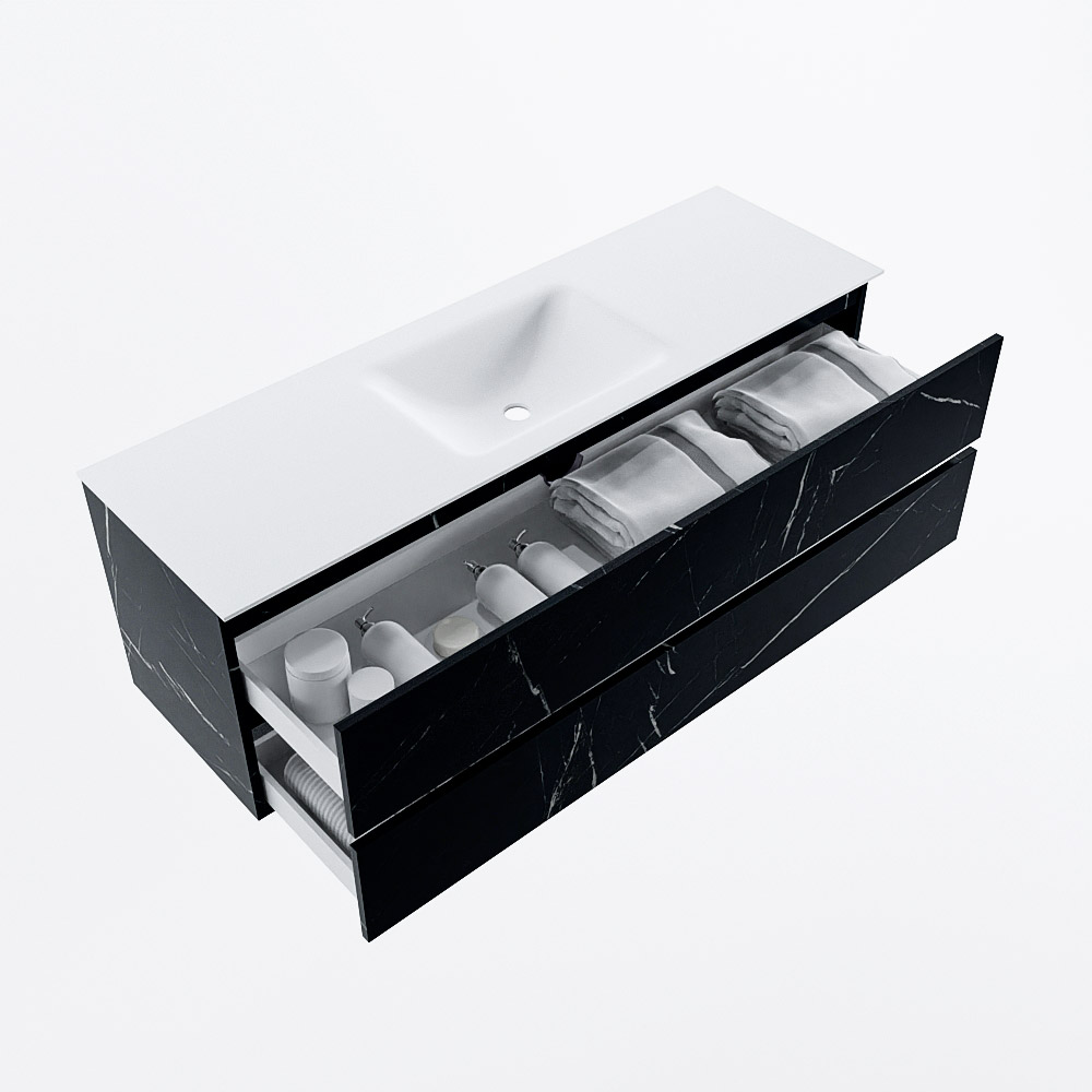 MONDIAZ VICA 150cm mueble de baño Marquina 2 cajones. Lavabo CLOUD Centro sin orificio, color Talc. 7 MONDIAZ VICA 150cm mueble de baño Marquina 2 cajones. Lavabo CLOUD Centro sin orificio, color Talc. - Imagen 7