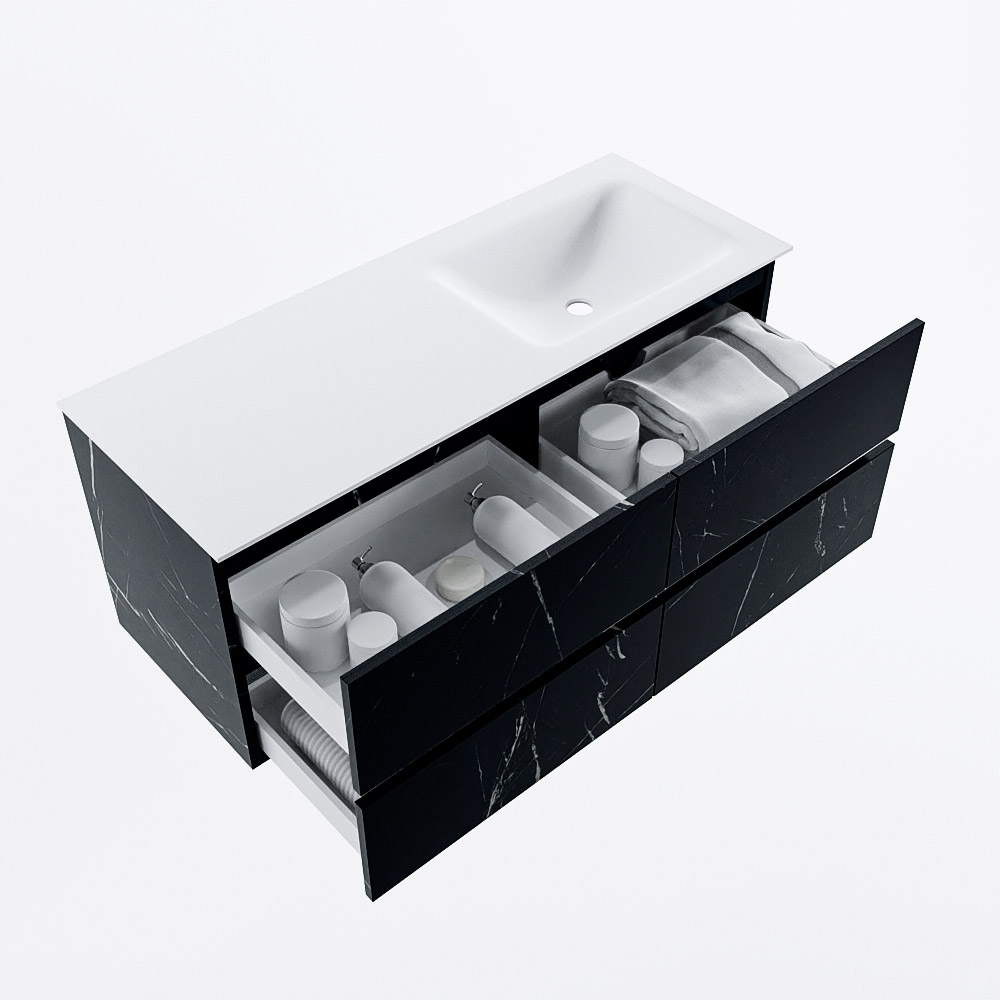 MONDIAZ VICA 120cm mueble de baño Marquina 4 cajones. Lavabo CLOUD Derecho sin orificio, color Talc. 7 MONDIAZ VICA 120cm mueble de baño Marquina 4 cajones. Lavabo CLOUD Derecho sin orificio, color Talc. - Imagen 7