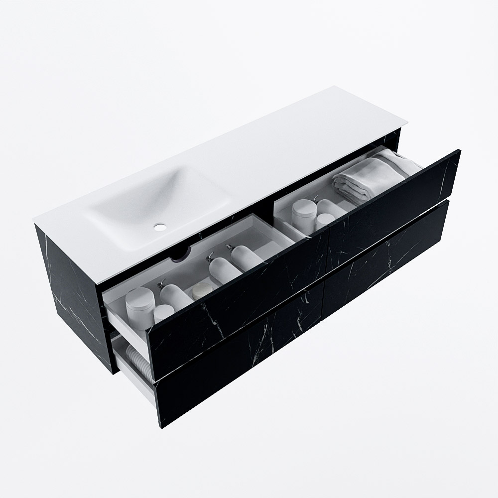 MONDIAZ VICA 160cm mueble de baño Marquina 4 cajones. Lavabo CLOUD Izquierda 1 orificio, color Talc. 7 MONDIAZ VICA 160cm mueble de baño Marquina 4 cajones. Lavabo CLOUD Izquierda 1 orificio, color Talc. - Imagen 7
