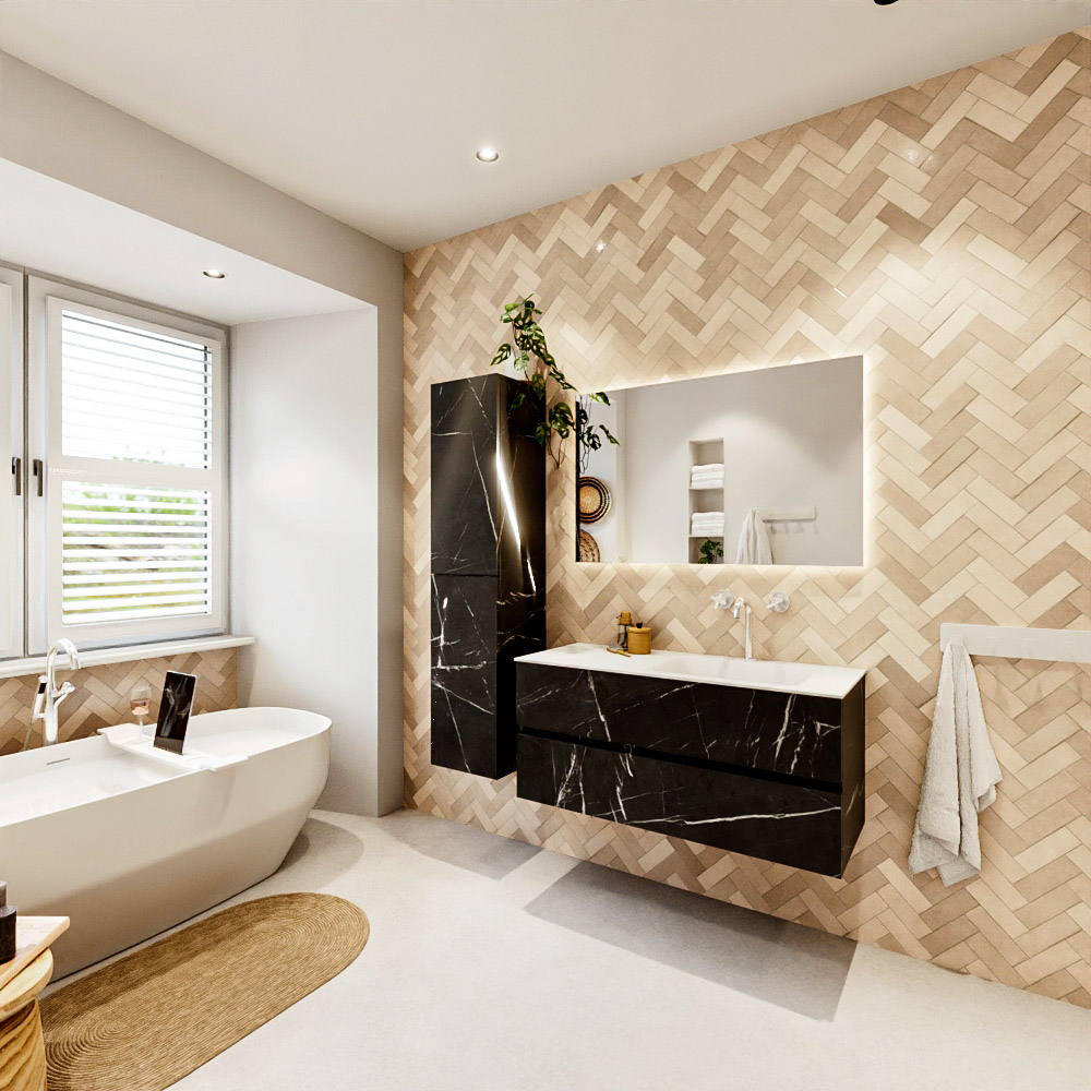 MONDIAZ VICA 110cm mueble de baño Marquina 2 cajones. Lavabo CLOUD Derecho 1 orificio, color Talc. 4 MONDIAZ VICA 110cm mueble de baño Marquina 2 cajones. Lavabo CLOUD Derecho 1 orificio, color Talc. - Imagen 4