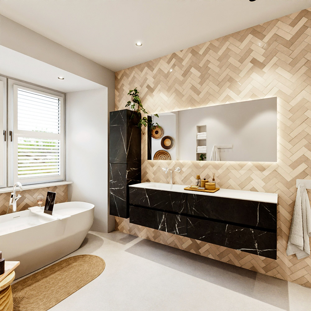 MONDIAZ VICA 170cm mueble de baño Marquina 4 cajones. Lavabo CLOUD Izquierda 1 orificio, color Talc. 4 MONDIAZ VICA 170cm mueble de baño Marquina 4 cajones. Lavabo CLOUD Izquierda 1 orificio, color Talc. - Imagen 4