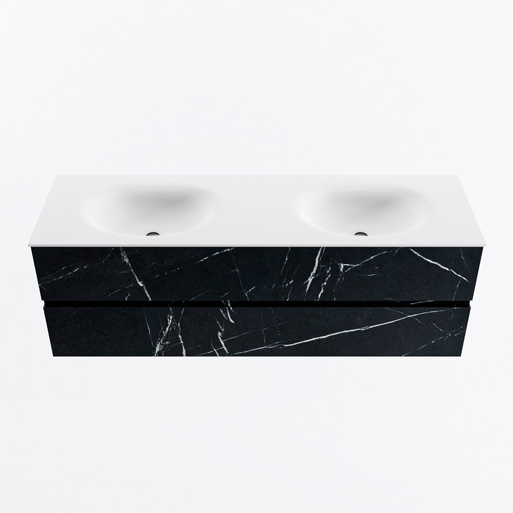 MONDIAZ VICA 150cm mueble de baño Marquina 2 cajones. Lavabo MOON Doble sin orificio, color Talc. 5 MONDIAZ VICA 150cm mueble de baño Marquina 2 cajones. Lavabo MOON Doble sin orificio, color Talc. - Imagen 5