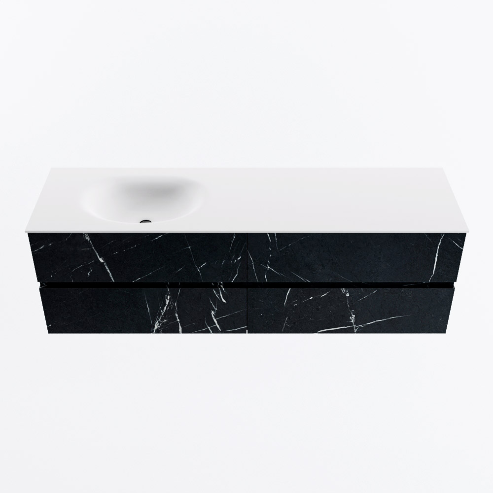 MONDIAZ VICA 160cm mueble de baño Marquina 4 cajones. Lavabo MOON Izquierda 1 orificio, color Talc. 5 MONDIAZ VICA 160cm mueble de baño Marquina 4 cajones. Lavabo MOON Izquierda 1 orificio, color Talc. - Imagen 5