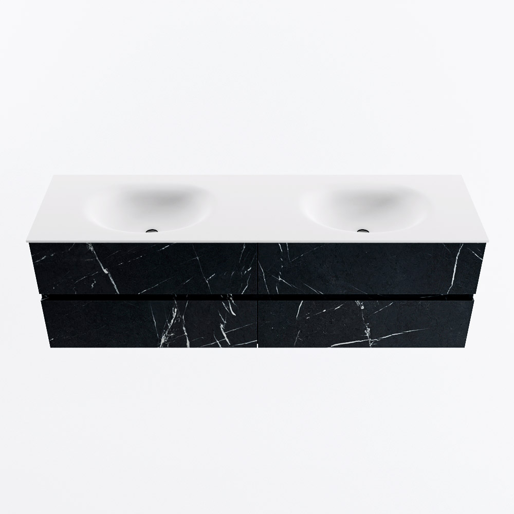 MONDIAZ VICA 160cm mueble de baño Marquina 4 cajones. Lavabo MOON Doble sin orificio, color Talc. 5 MONDIAZ VICA 160cm mueble de baño Marquina 4 cajones. Lavabo MOON Doble sin orificio, color Talc. - Imagen 5