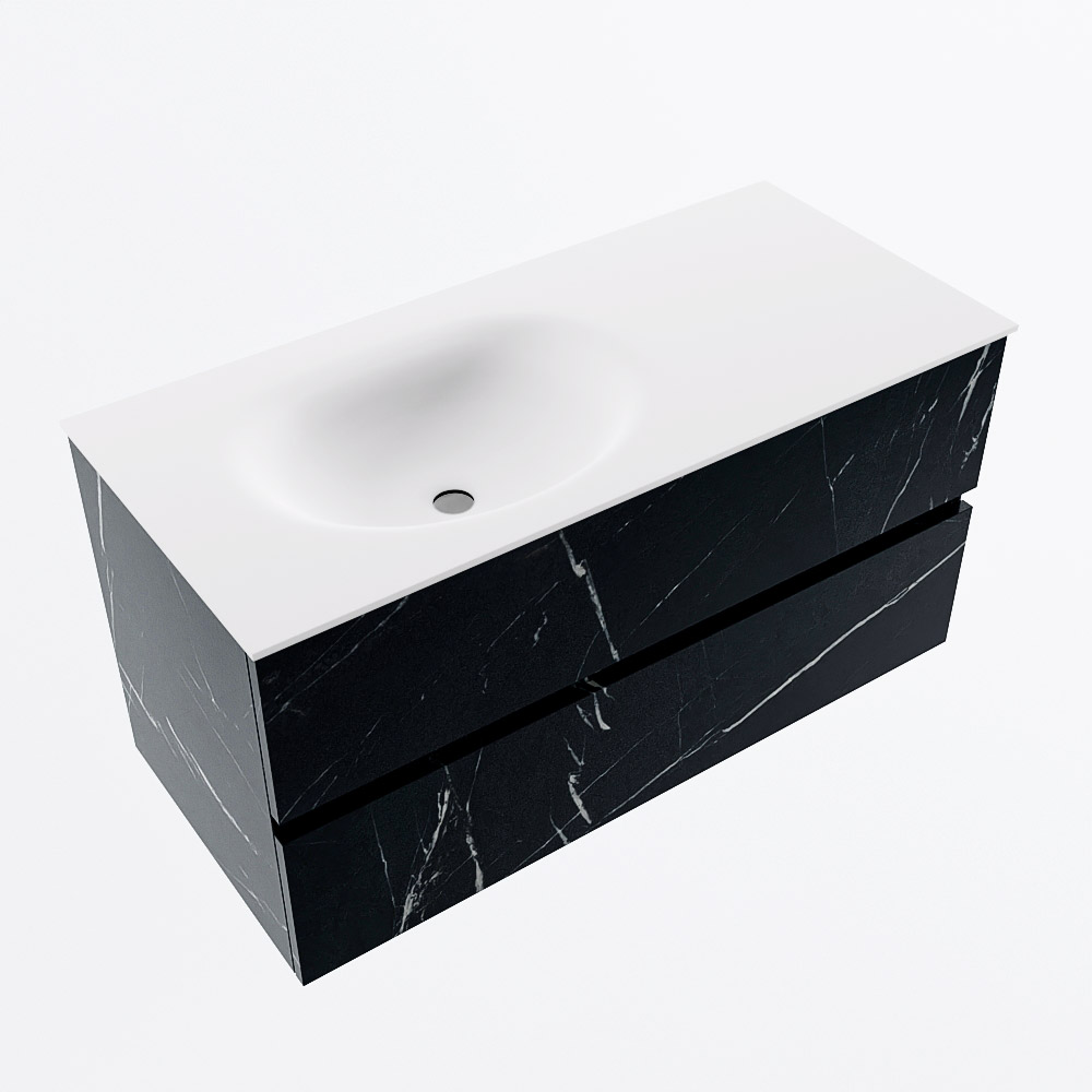 MONDIAZ VICA 100cm mueble de baño Marquina 2 cajones. Lavabo MOON Izquierda sin orificio, color Talc. 6 MONDIAZ VICA 100cm mueble de baño Marquina 2 cajones. Lavabo MOON Izquierda sin orificio, color Talc. - Imagen 6