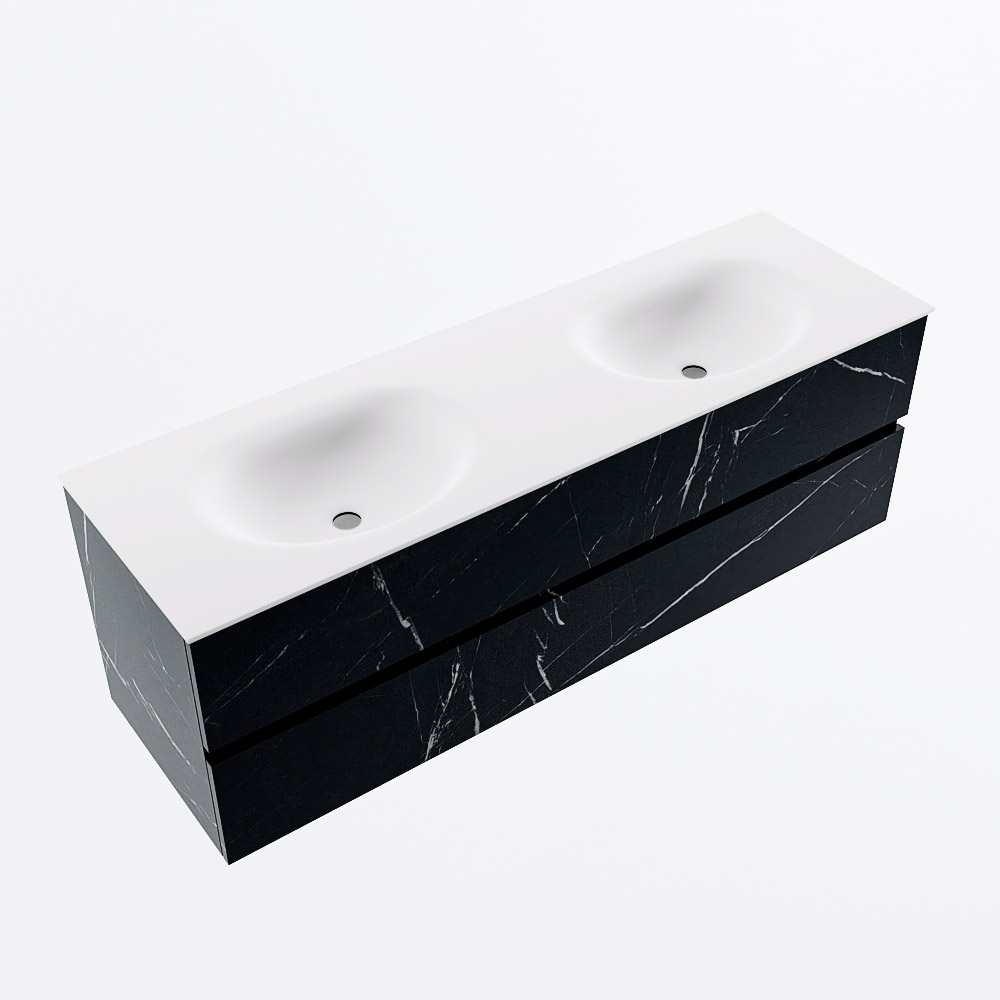 MONDIAZ VICA 150cm mueble de baño Marquina 2 cajones. Lavabo MOON Doble sin orificio, color Talc. 6 MONDIAZ VICA 150cm mueble de baño Marquina 2 cajones. Lavabo MOON Doble sin orificio, color Talc. - Imagen 6