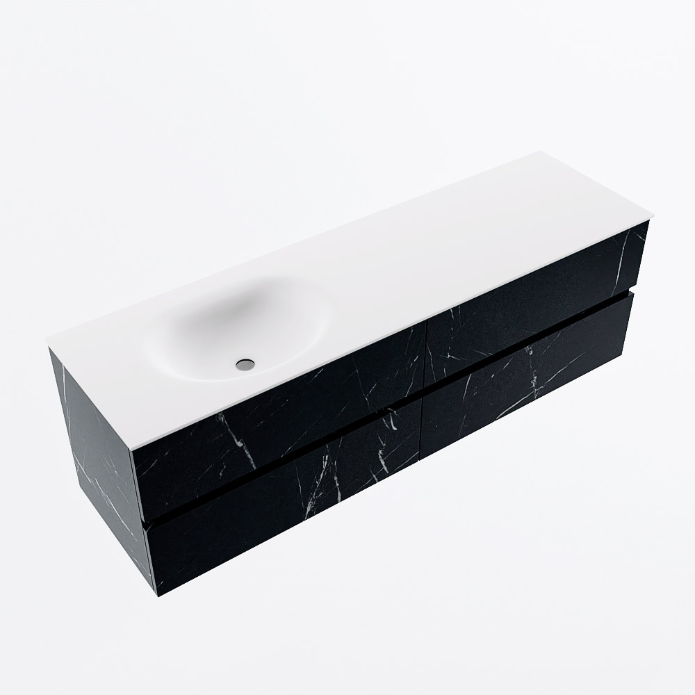 MONDIAZ VICA 160cm mueble de baño Marquina 4 cajones. Lavabo MOON Izquierda 1 orificio, color Talc. 6 MONDIAZ VICA 160cm mueble de baño Marquina 4 cajones. Lavabo MOON Izquierda 1 orificio, color Talc. - Imagen 6
