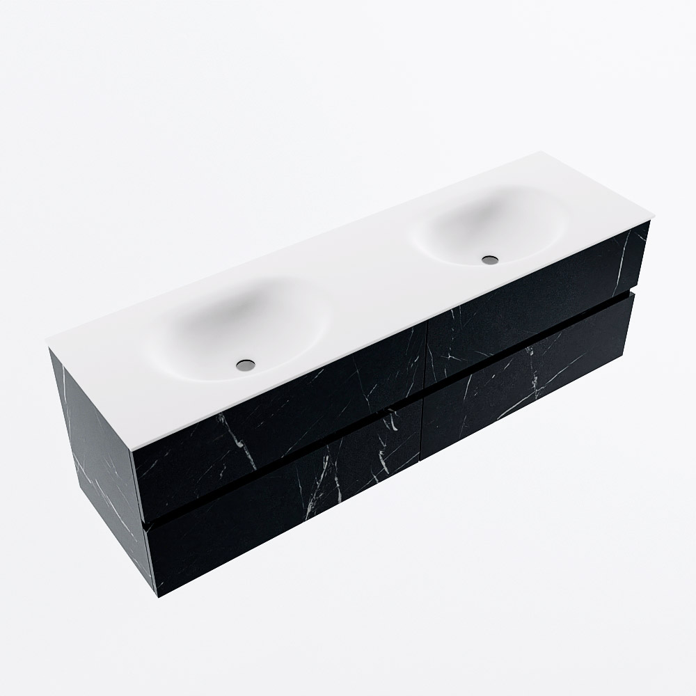 MONDIAZ VICA 160cm mueble de baño Marquina 4 cajones. Lavabo MOON Doble sin orificio, color Talc. 6 MONDIAZ VICA 160cm mueble de baño Marquina 4 cajones. Lavabo MOON Doble sin orificio, color Talc. - Imagen 6