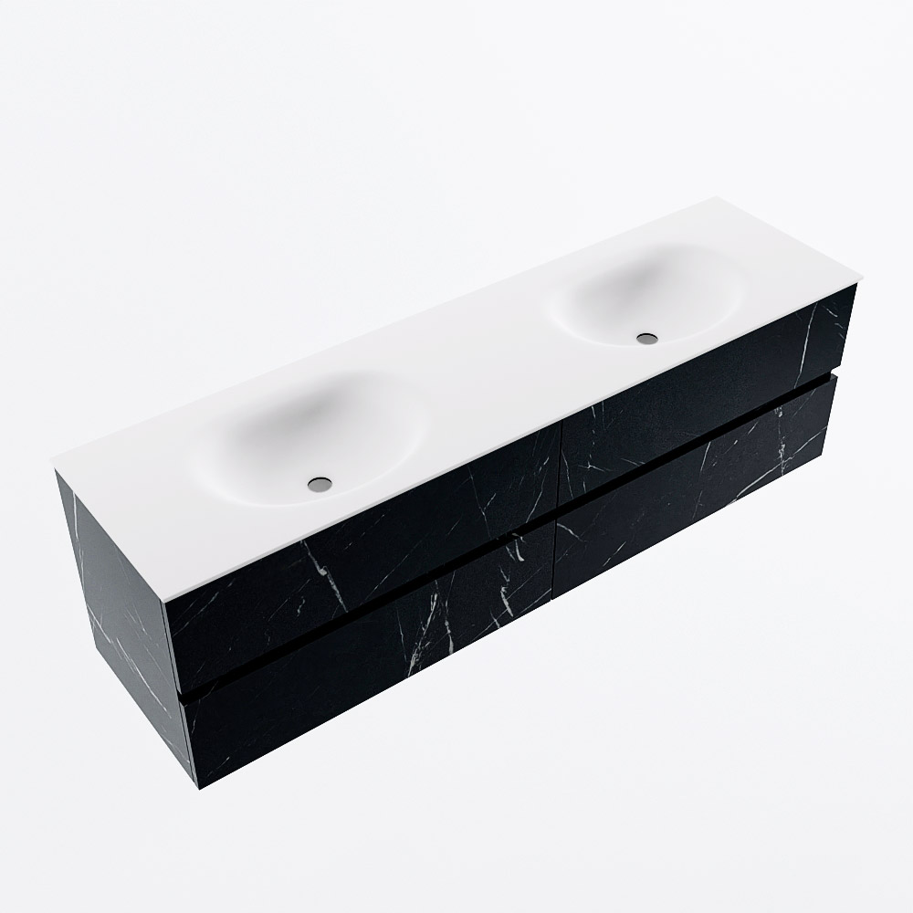 MONDIAZ VICA 170cm mueble de baño Marquina 4 cajones. Lavabo MOON Doble 2 orificios, color Talc. 6 MONDIAZ VICA 170cm mueble de baño Marquina 4 cajones. Lavabo MOON Doble 2 orificios, color Talc. - Imagen 6