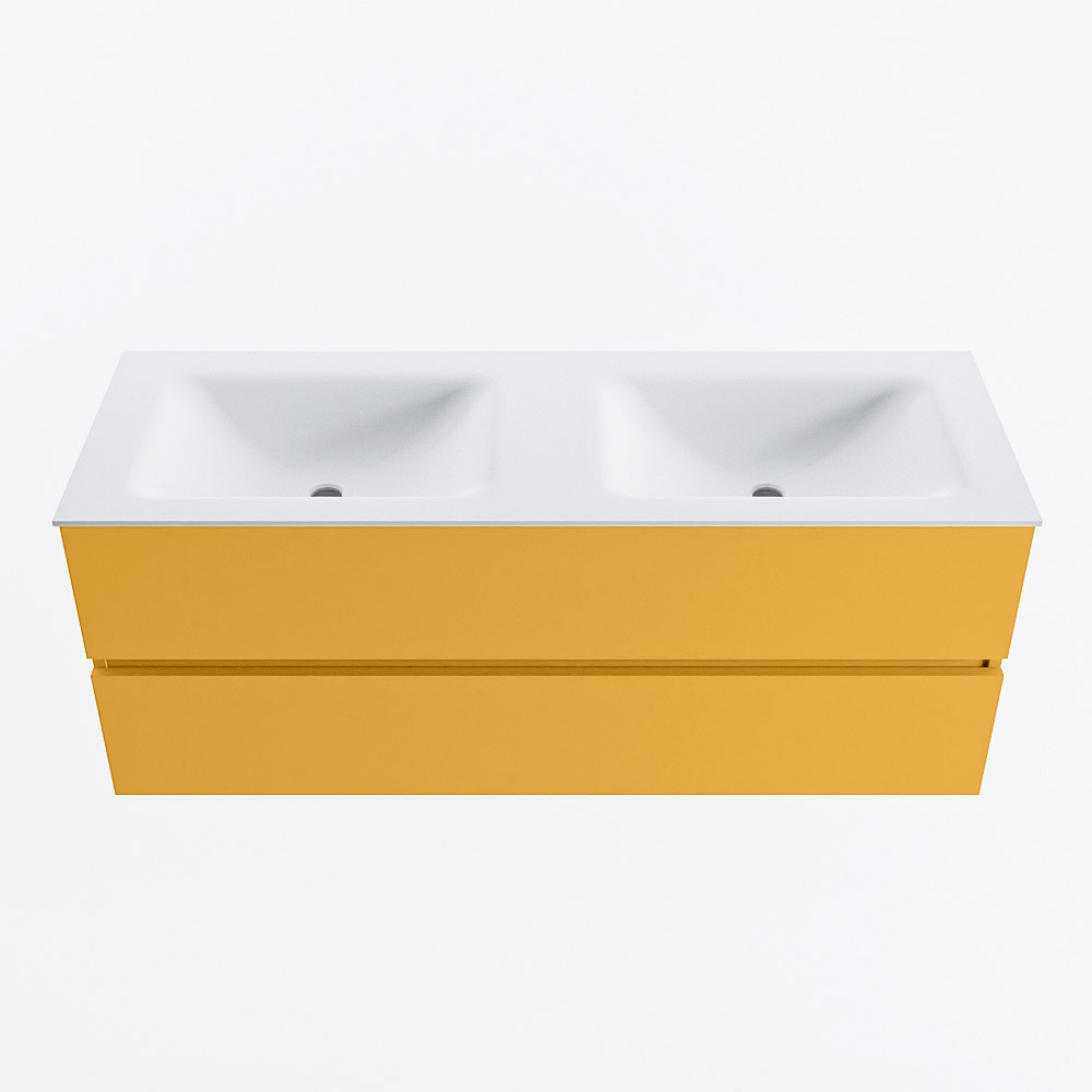 MONDIAZ VICA 130cm mueble de baño Ocher 2 cajones. Lavabo CLOUD Doble sin orificio, color Talc. 5 MONDIAZ VICA 130cm mueble de baño Ocher 2 cajones. Lavabo CLOUD Doble sin orificio, color Talc. - Imagen 5