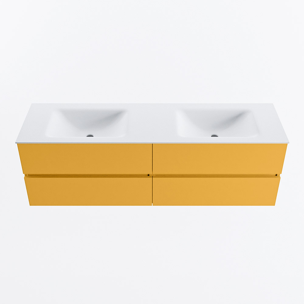 MONDIAZ VICA 160cm mueble de baño Ocher 4 cajones. Lavabo CLOUD Doble sin orificio, color Talc. 5 MONDIAZ VICA 160cm mueble de baño Ocher 4 cajones. Lavabo CLOUD Doble sin orificio, color Talc. - Imagen 5