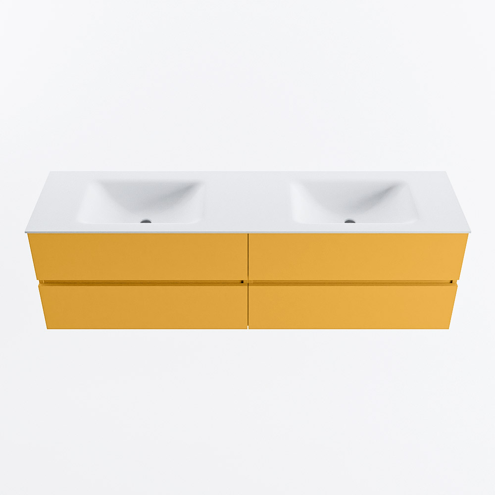 MONDIAZ VICA 170cm mueble de baño Ocher 4 cajones. Lavabo CLOUD Doble 2 orificios, color Talc. 5 MONDIAZ VICA 170cm mueble de baño Ocher 4 cajones. Lavabo CLOUD Doble 2 orificios, color Talc. - Imagen 5