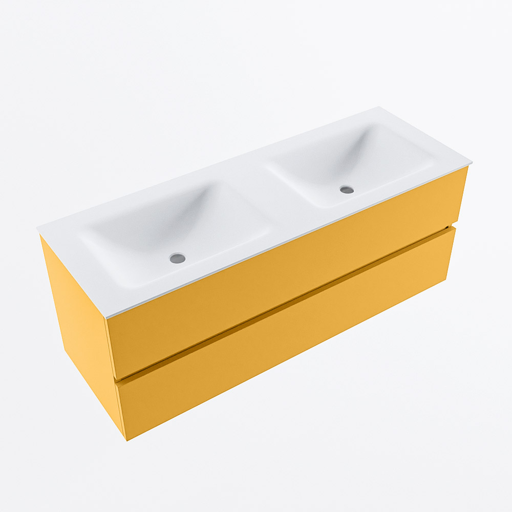 MONDIAZ VICA 130cm mueble de baño Ocher 2 cajones. Lavabo CLOUD Doble sin orificio, color Talc. 6 MONDIAZ VICA 130cm mueble de baño Ocher 2 cajones. Lavabo CLOUD Doble sin orificio, color Talc. - Imagen 6