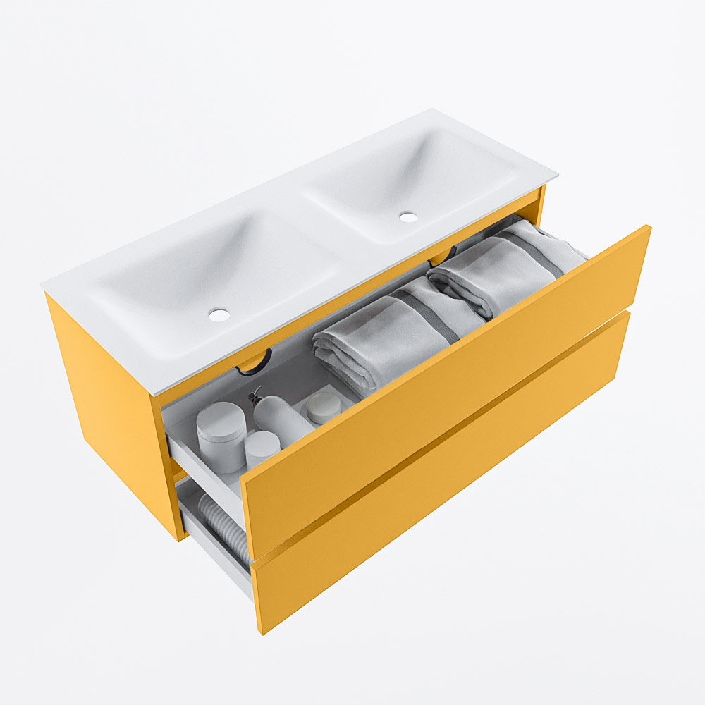 MONDIAZ VICA 120cm mueble de baño Ocher 2 cajones. Lavabo CLOUD Doble 2 orificios, color Talc. 7 MONDIAZ VICA 120cm mueble de baño Ocher 2 cajones. Lavabo CLOUD Doble 2 orificios, color Talc. - Imagen 7