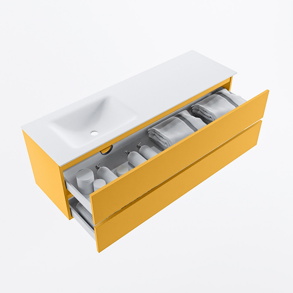 MONDIAZ VICA 150cm mueble de baño Ocher 2 cajones. Lavabo CLOUD Izquierda 1 orificio, color Talc. 7 MONDIAZ VICA 150cm mueble de baño Ocher 2 cajones. Lavabo CLOUD Izquierda 1 orificio, color Talc. - Imagen 7